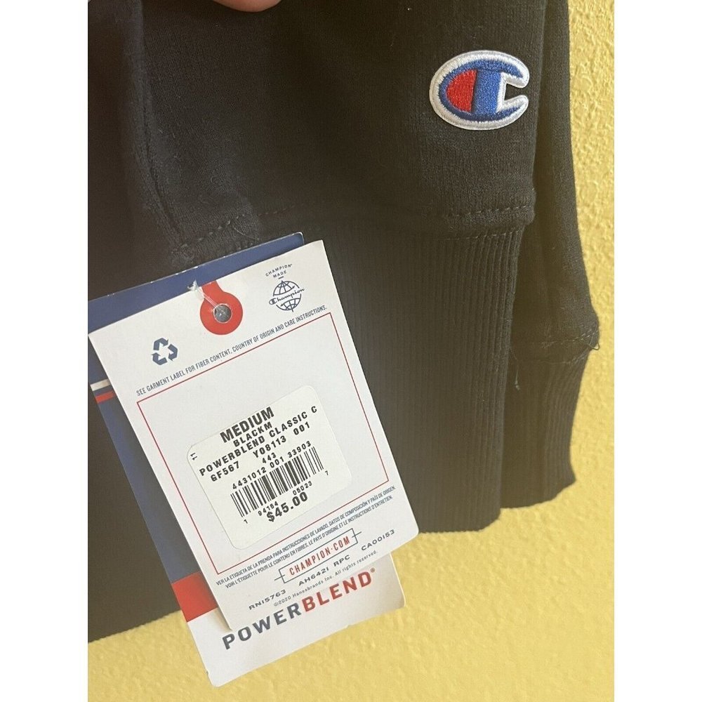 Champion Women’s Powerblend Classic Crewneck Sweatshirt BLACK Size Medium - Picture 5 of 5